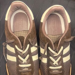 Steve Madden Brown and Cream Mesh Suede Sneakers